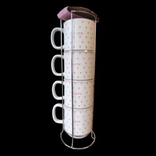 SET DE TAZAS CON ESTANTE 4 PC 14 OZ