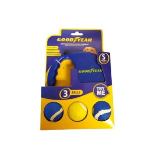 SET DE CORREA RETRÁCTIL GOODYEAR CON 3 PELOTAS DE JUGUETE