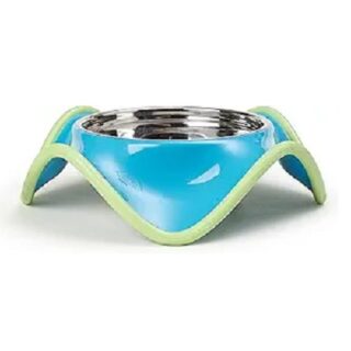 PLATO PARA PERRO COLOR CELESTE Y VERDE 20 CM