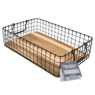 CANASTA DE MADERA Y METAL 45 X 18 CM