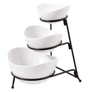 JUEGO DE 3 TAZONES DE PORCELANA CON BASE GIBSON