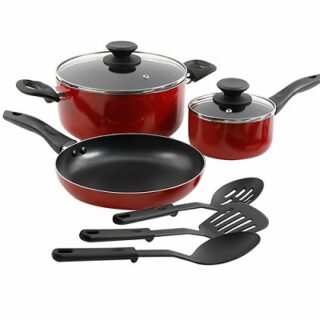 JUEGO DE OLLAS ANTIADHERENTE Y UTENSILIOS GIBSON 8 PC