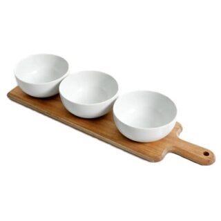 SET DE 3 TAZONEZ PARA BOCADILLOS Y PALETA DE MADERA -GIBSON-