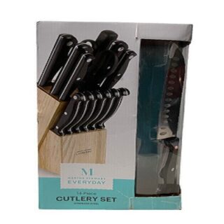 SET DE CUCHILLOS MARTHA STEWAR DE 14 PC CON BASE DE MADERA