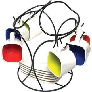 JUEGO DE TAZAS CON SOPORTE DE METAL 13 PC -GIBSON-