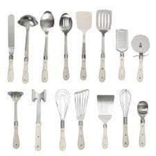 UTENSILIOS DE COCINA GIBSON DE ACERO INOXIDABLE 15 PC BLANCO