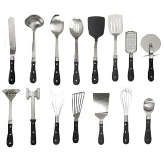 UTENSILIOS DE COCINA GIBSON DE ACERO INOXIDABLE 15 PC NEGRO