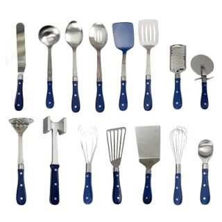 UTENSILIOS DE COCINA GIBSON DE ACERO INOXIDABLE 15 PC AZUL