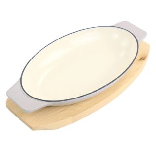 BOWL DE HIERRO FUNDIDO CON BANDEJA DE MADERA MARTHA STEWART