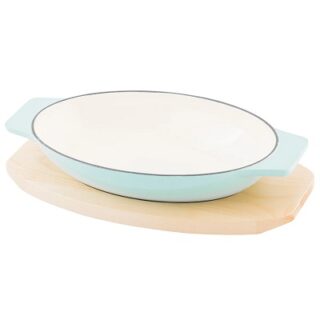 BOWL DE HIERRO FUNDIDO CON BANDEJA DE MADERA MARTHA STEWART