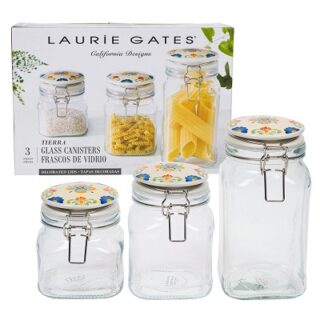 JUEGO DE FRASCOS DE VIDRIO 3 PC CON TAPADERAS