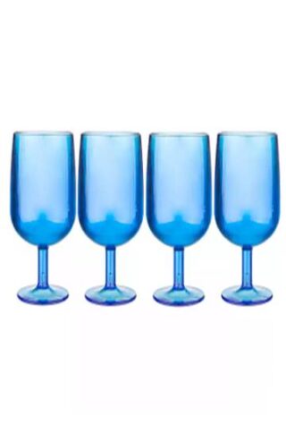 SET DE COPAS DE PLASTICO 4 PC AZUL 8 OZ 12 CM