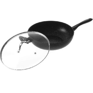 SARTEN CON TAPA DE ALUMINIO ANTIADHERENTE DE 12.5 PLG