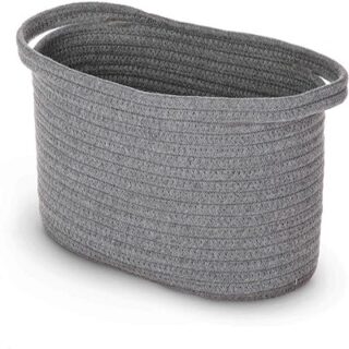 CESTA TEJIDA GRIS 43X19 CM HOME ZONE
