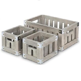 CAJA DE MADERA MARRON CLARO 2 TAMAÑOS 3 PC 35X15CM 13X18 CM