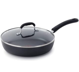 SARTEN NEGRO CON TAPA DE VIDRIO 24 CM