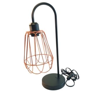 LAMPARA DE MESA COLOR ROSADO CON ORO 120 V 45 CM