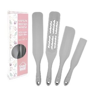JUEGO DE UTENCILIOS DE SILICON GRIS 4 PC 34 CM
