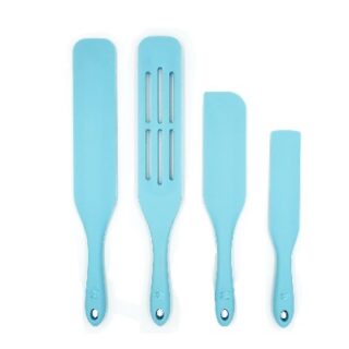 JUEGO DE UTENCILIOS DE SILICON AZUL 4 PC 34 CM