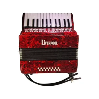 Concertina Liverpool 25 Teclas y 16 Bajos Roja con Estuche y Correas Marca Liverpool