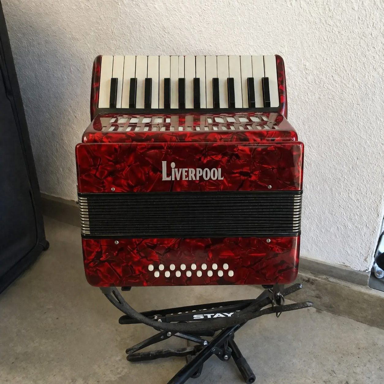 Concertina Liverpool 25 Teclas y 16 Bajos Roja con Estuche y Correas Marca Liverpool - Imagen de 2