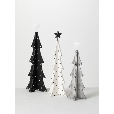 Set de Árboles Navideños de Metal y Madera 3 Piezas