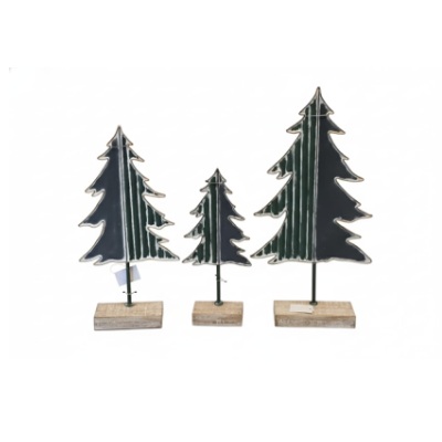Set de Árboles Navideños de Metal y Madera 3 Piezas