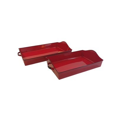 Juego de 2 Bandejas Rojas Esmaltadas