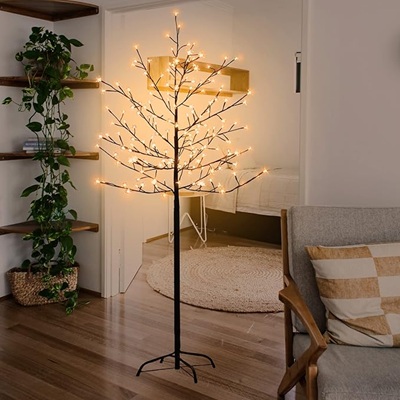 Árbol Decorativo de Cerezo con Luces Navideñas 138 cm