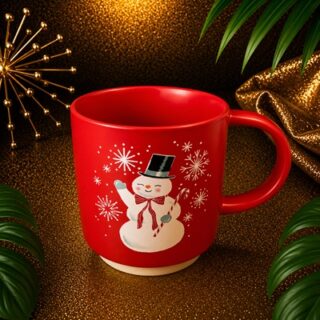 Taza Navideña de Cerámica Roja de 11 cm