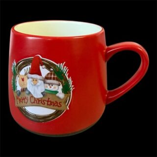 Taza Navideña de Cerámica Negra de 12 cm