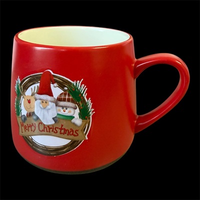 Taza Navideña de Cerámica Negra de 12 cm