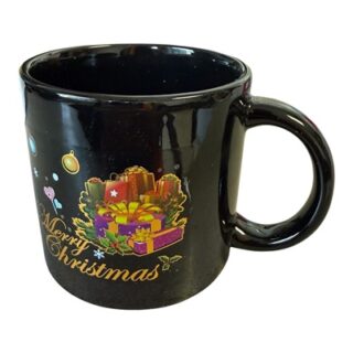 Taza Navideña de Cerámica Negra de 12 cm