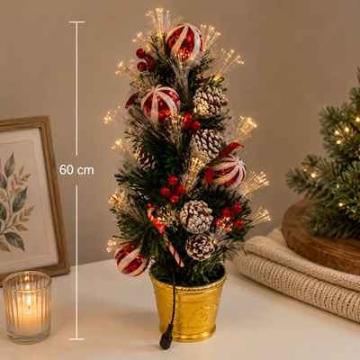 Árbol de Navidad con Adornos y Luces RGB de 60 cm