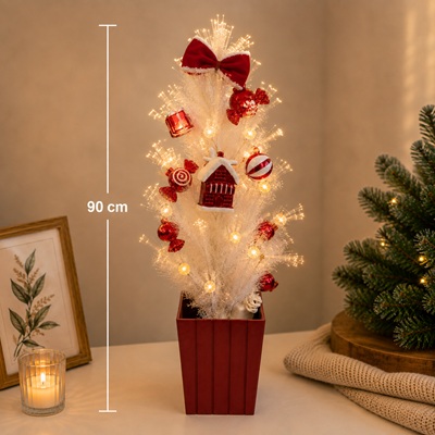Árbol de Navidad Blanco con Luces LED 90 cm