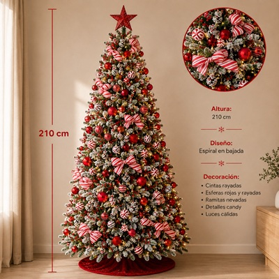 Árbol de Navidad con Adornos y Luces LED 210 x 85 cm